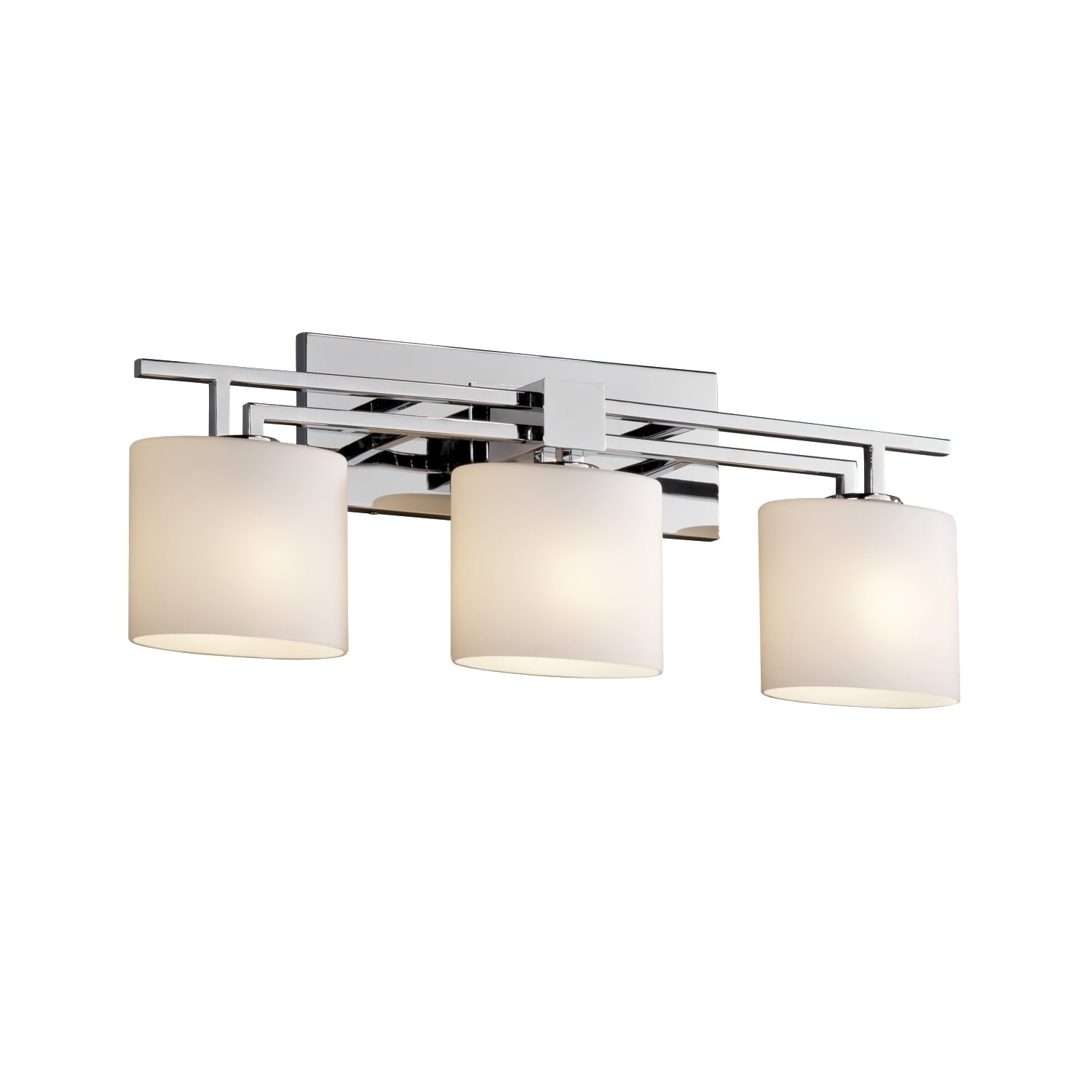 Justice Design Group Fusion Aero 3 Light Polished Chrome Bath Bar Opal Oval Shade