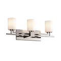Justice Design Group Fusion Aero 3 Light Polished Chrome Bath Bar Opal Cylinder Flat Rim Shade