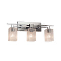 Justice Design Group Fusion Aero 3 Light Polished Chrome Bath Bar Seeded Square W Flat Rim Shade