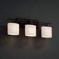 Justice Design Group Fusion Aero 3 Light Dark Bronze Bath Bar Ribbon Oval Shade