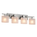 Justice Design Group Fusion Aero 4 Light Brushed Nickel Bath Bar Frosted Crackle Oval Shade