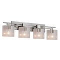 Justice Design Group Fusion Aero 4 Light Brushed Nickel Bath Bar Seeded Oval Shade