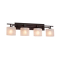 Justice Design Group Fusion Aero 4 Light Dark Bronze Bath Bar Frosted Crackle Oval Shade