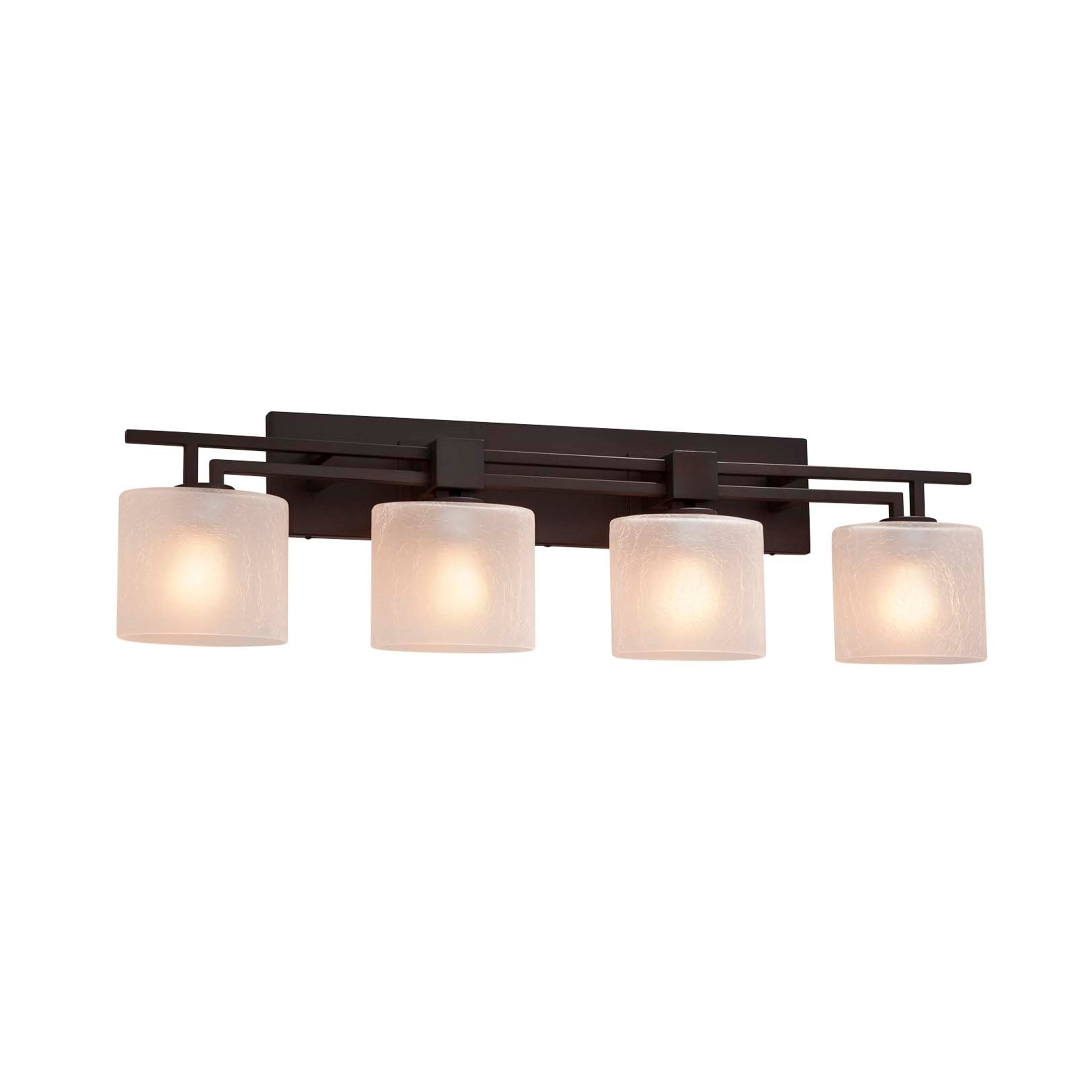Justice Design Group Fusion Aero 4 Light Dark Bronze Bath Bar Frosted Crackle Oval Shade