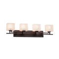 Justice Design Group Fusion Aero 4 Light Dark Bronze Bath Bar Frosted Crackle Rectangle Shade