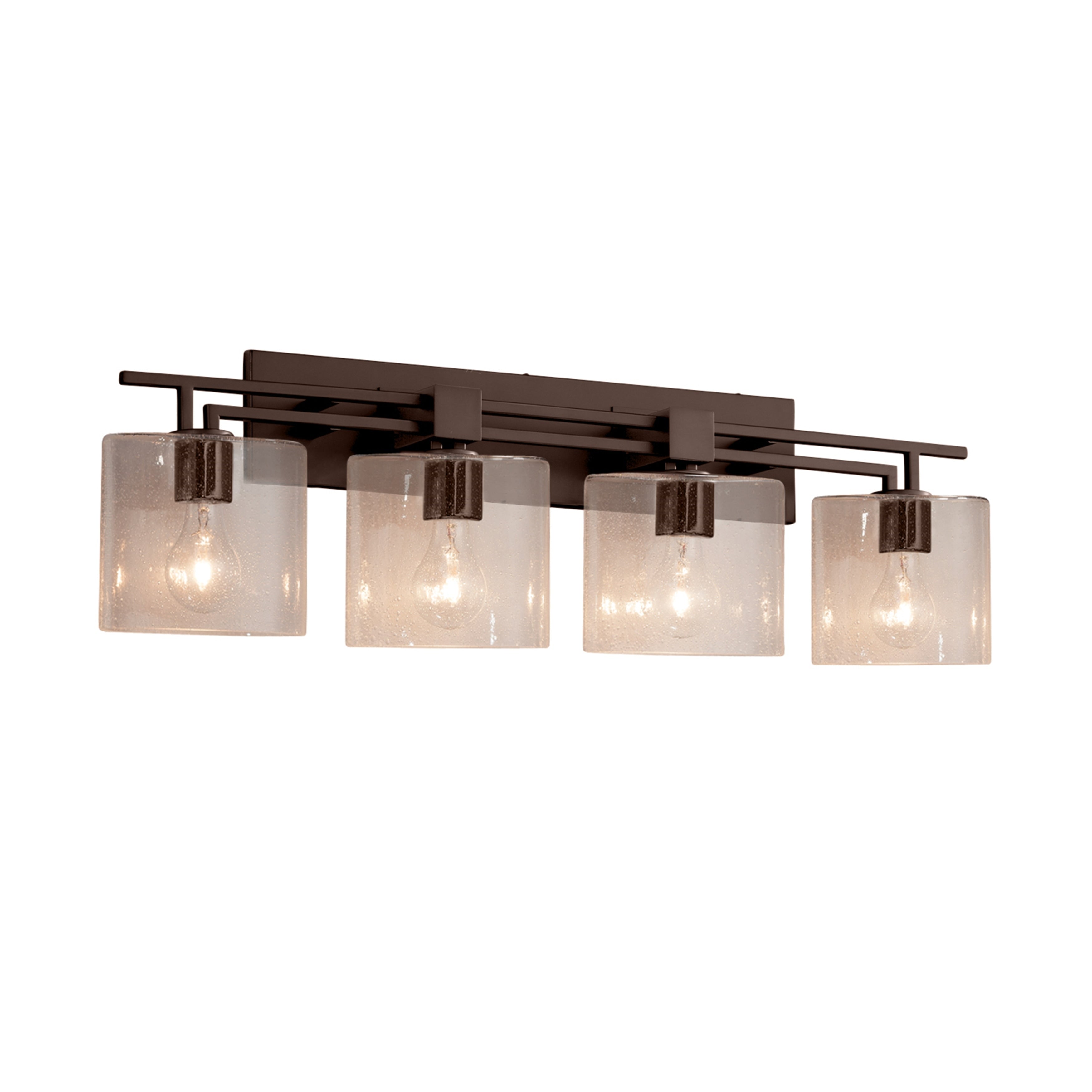 Justice Design Group Fusion Aero 4 Light Dark Bronze Bath Bar Seeded Oval Shade