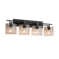 Justice Design Group Fusion Aero 4 Light Matte Black Bath Bar Seeded Oval Shade