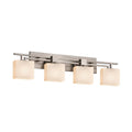 Justice Design Group Fusion Aero 4 Light Brushed Nickel Bath Bar Opal Rectangle Shade