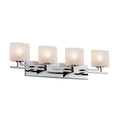 Justice Design Group Fusion Aero 4 Light Polished Chrome Bath Bar Frosted Crackle Oval Shade