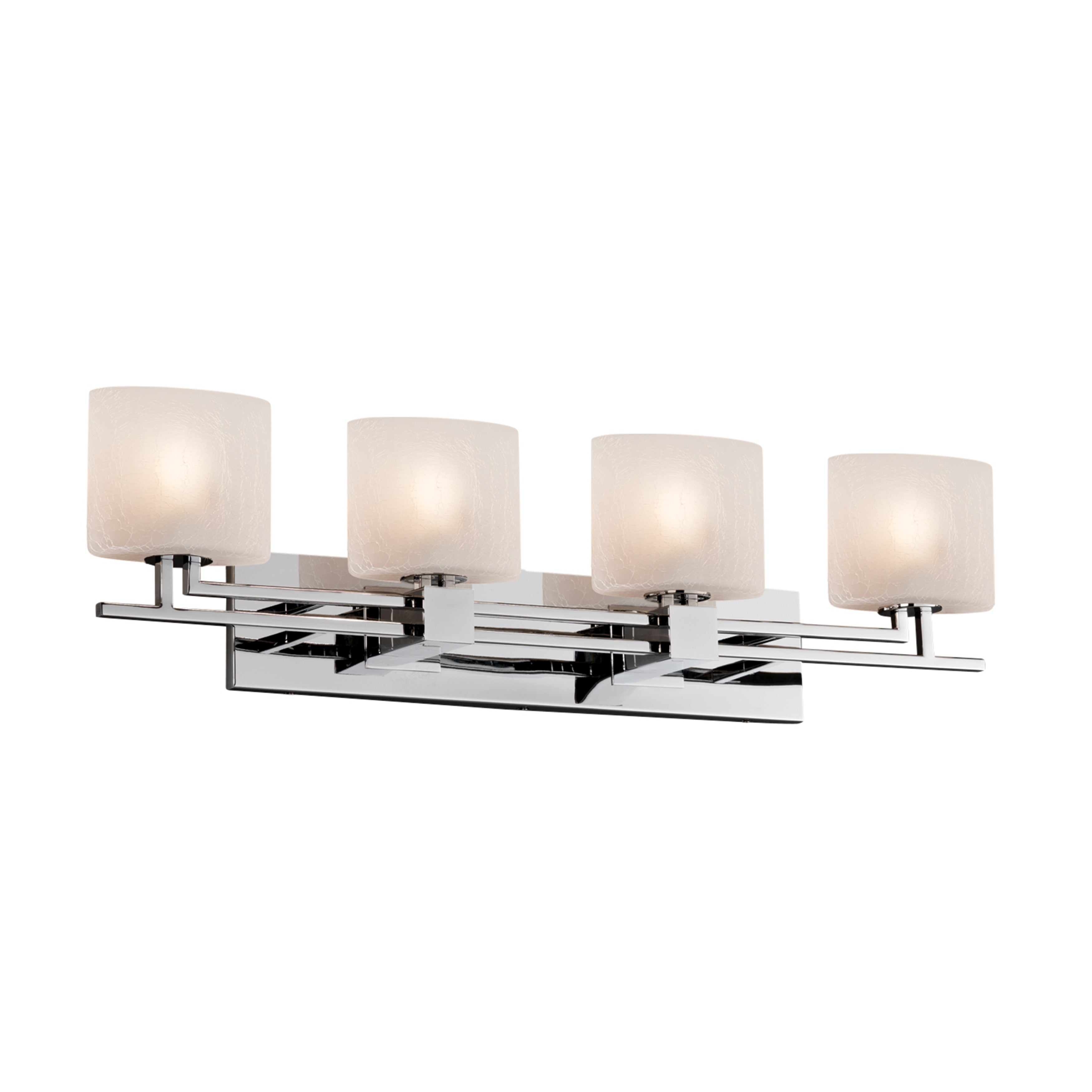 Justice Design Group Fusion Aero 4 Light Polished Chrome Bath Bar Frosted Crackle Oval Shade