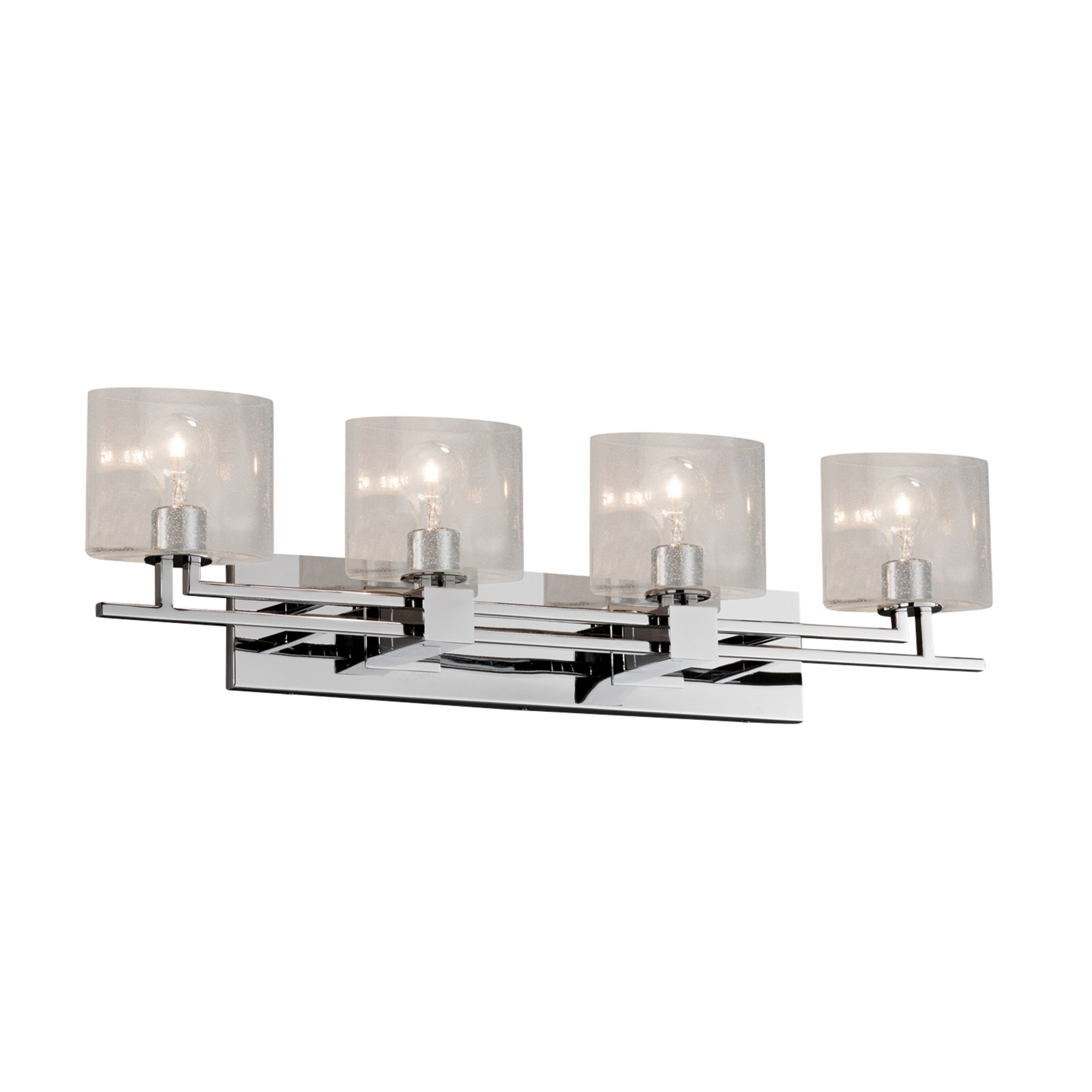 Justice Design Group Fusion Aero 4 Light Polished Chrome Bath Bar Seeded Oval Shade