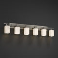 Justice Design Group Fusion Aero 6 Light Brushed Nickel Bath Bar Ribbon Square Flat Rim Shade