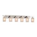 Justice Design Group Fusion Aero 6 Light Brushed Nickel Bath Bar Frosted Crackle Square W Flat Rim Shade