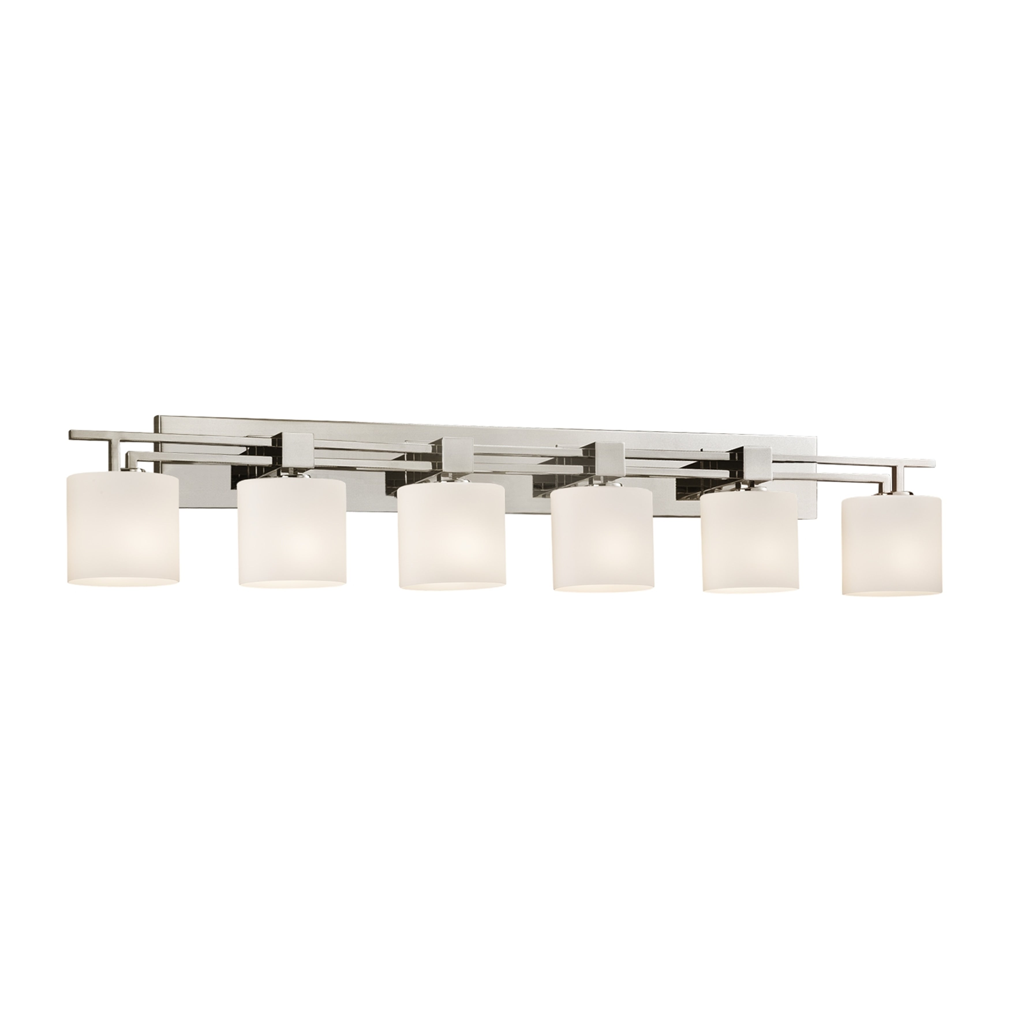 Justice Design Group Fusion Aero 6 Light Brushed Nickel Bath Bar Opal Oval Shade