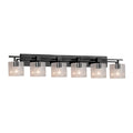 Justice Design Group Fusion Aero 6 Light Matte Black Bath Bar Seeded Oval Shade