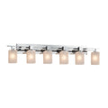 Justice Design Group Fusion Aero 6 Light Polished Chrome Bath Bar Frosted Crackle Square W Flat Rim Shade