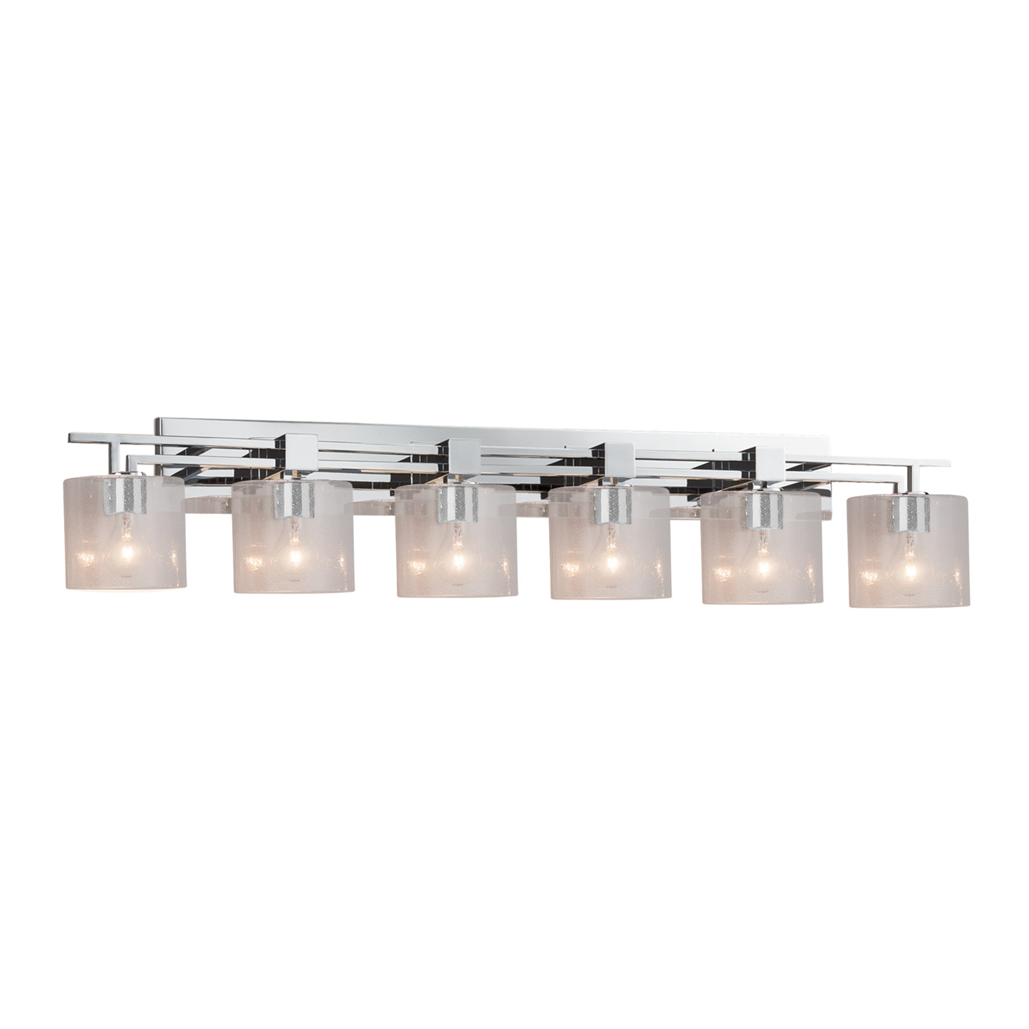 Justice Design Group Fusion Aero 6 Light Polished Chrome Bath Bar Seeded Oval Shade