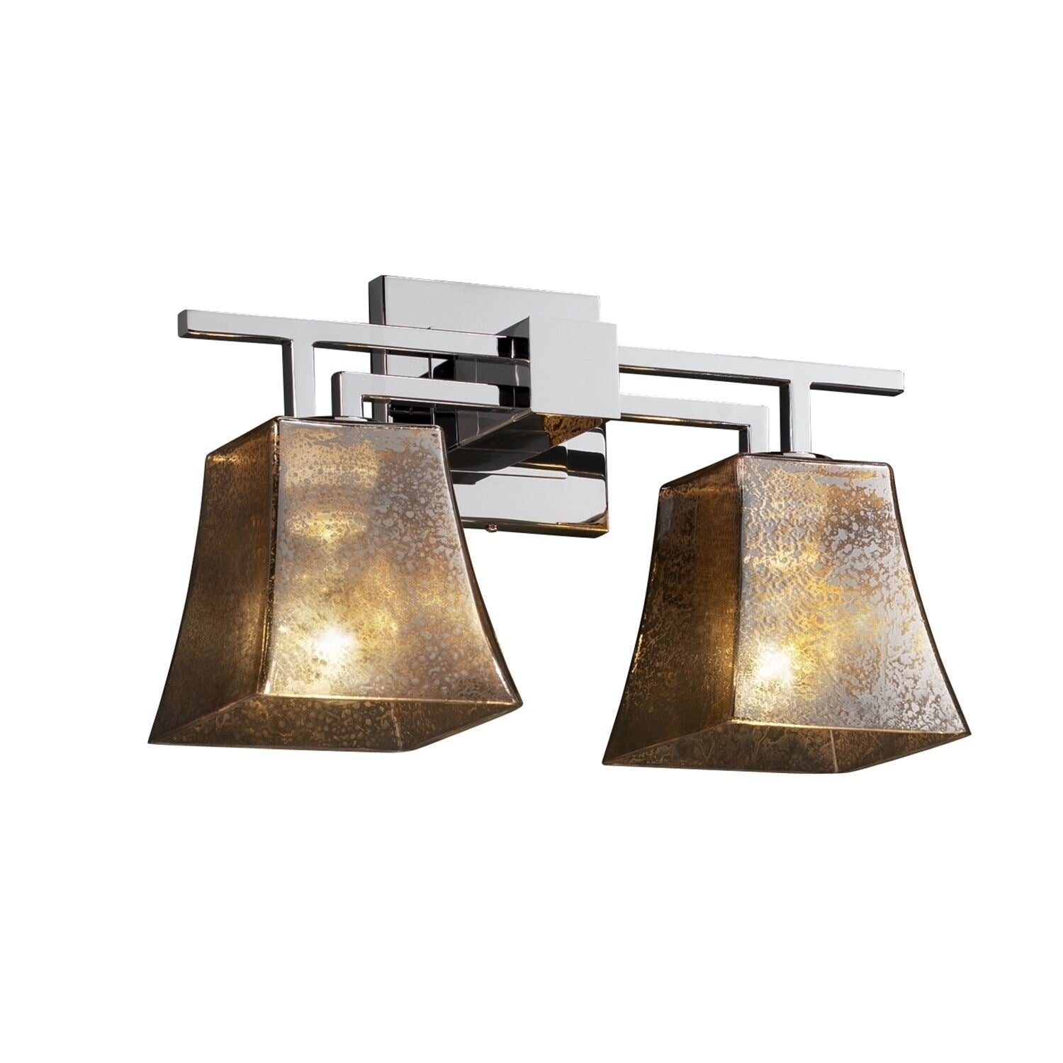 Justice Design Group Fusion Aero 2 Light Polished Chrome Bath Bar Mercury Square Flared Shade