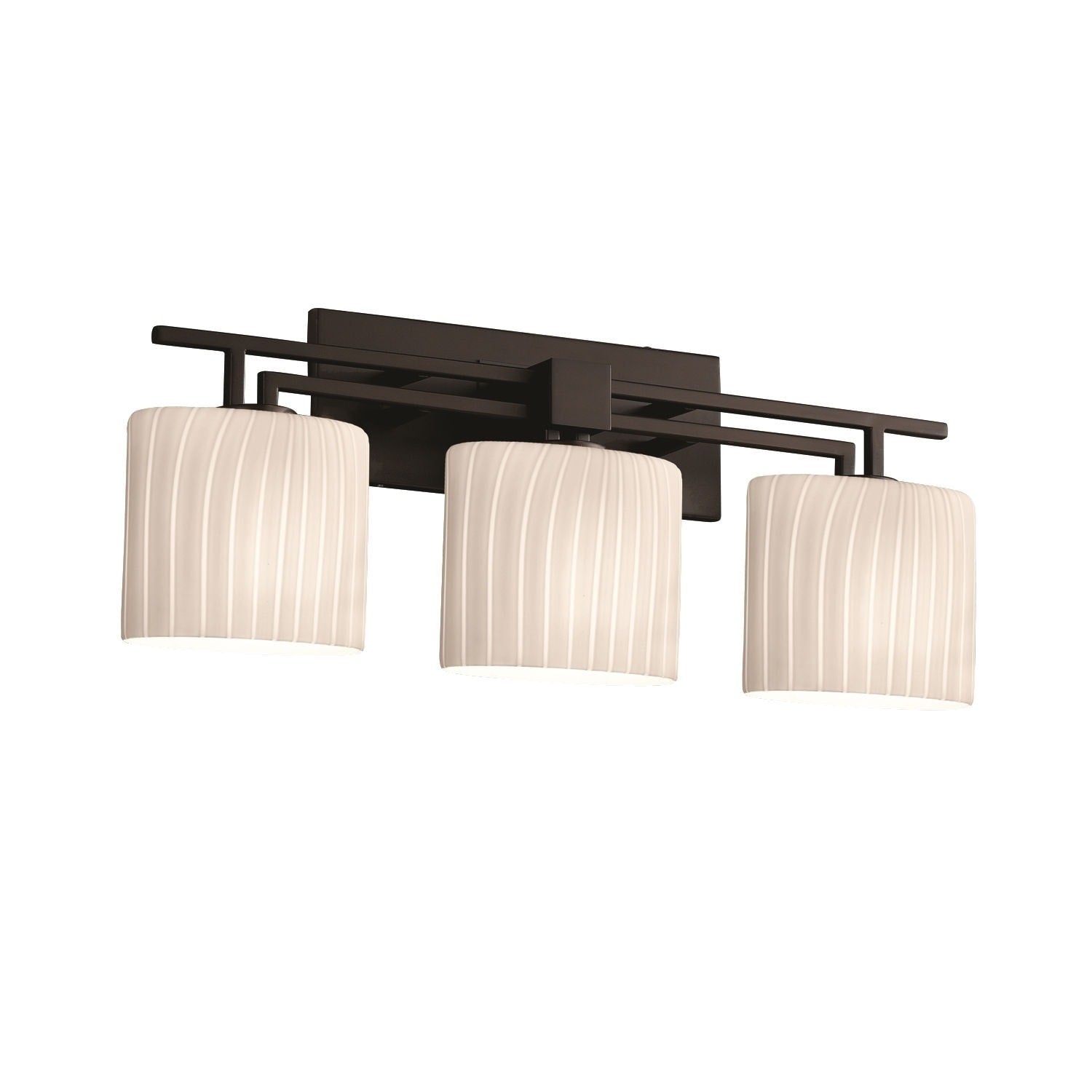 Justice Design Group Fusion Aero 3 Light Matte Black Bath Bar Ribbon Oval Shade