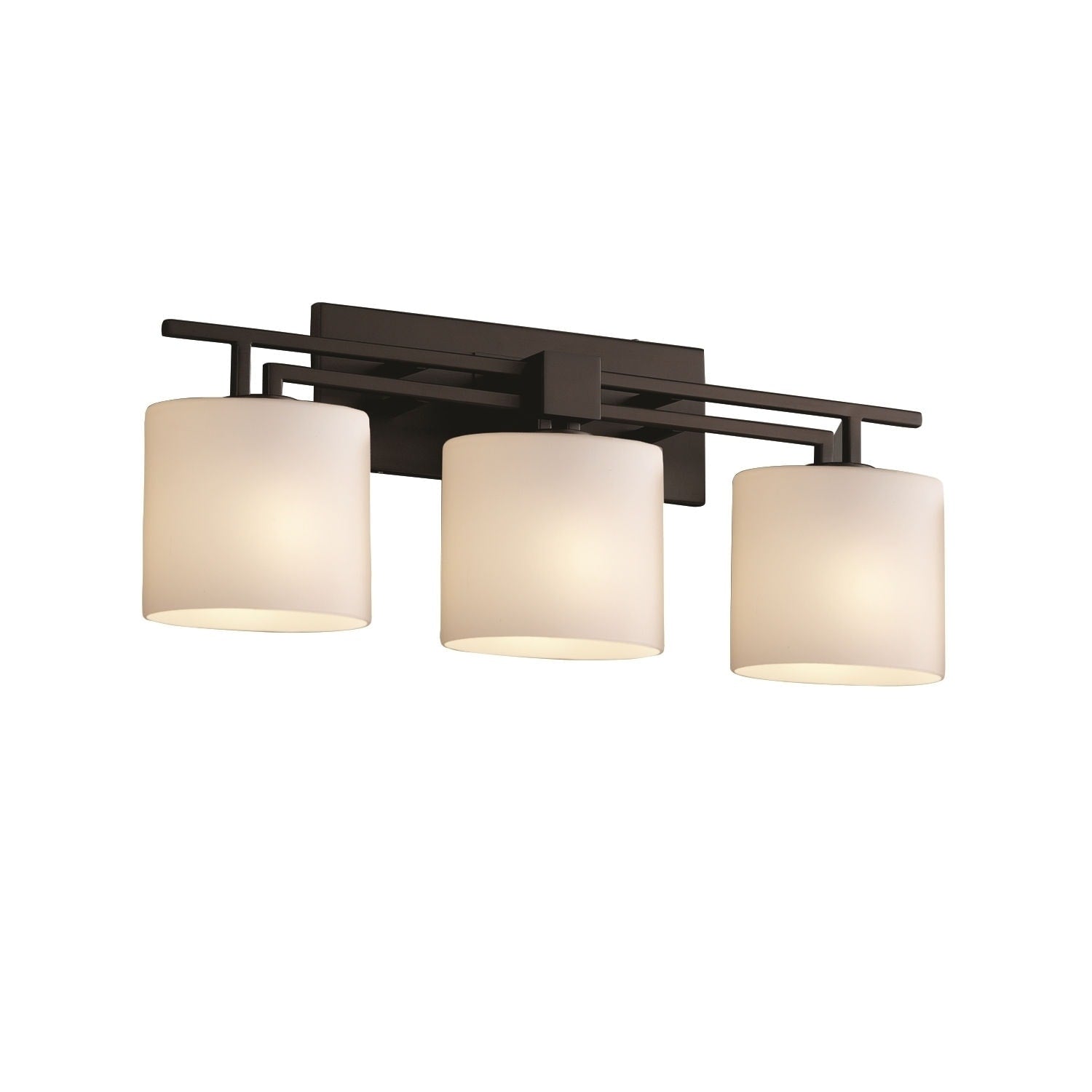 Justice Design Group Fusion Aero 3 Light Matte Black Bath Bar Opal Oval Shade