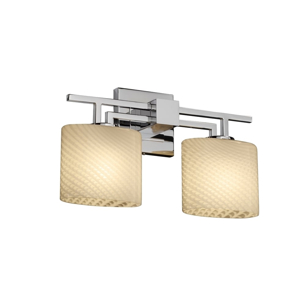 Justice Design Group Fusion Aero 2 Light Polished Chrome Bath Bar Weave Oval Shade