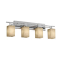 Justice Design Group Fusion Aero 4 Light Polished Chrome Bath Bar Weave Square Flat Rim Shade