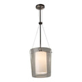 Justice Design Group Fusion Amani 1 Light Polished Chrome Center Drum Pendant Opal Shade