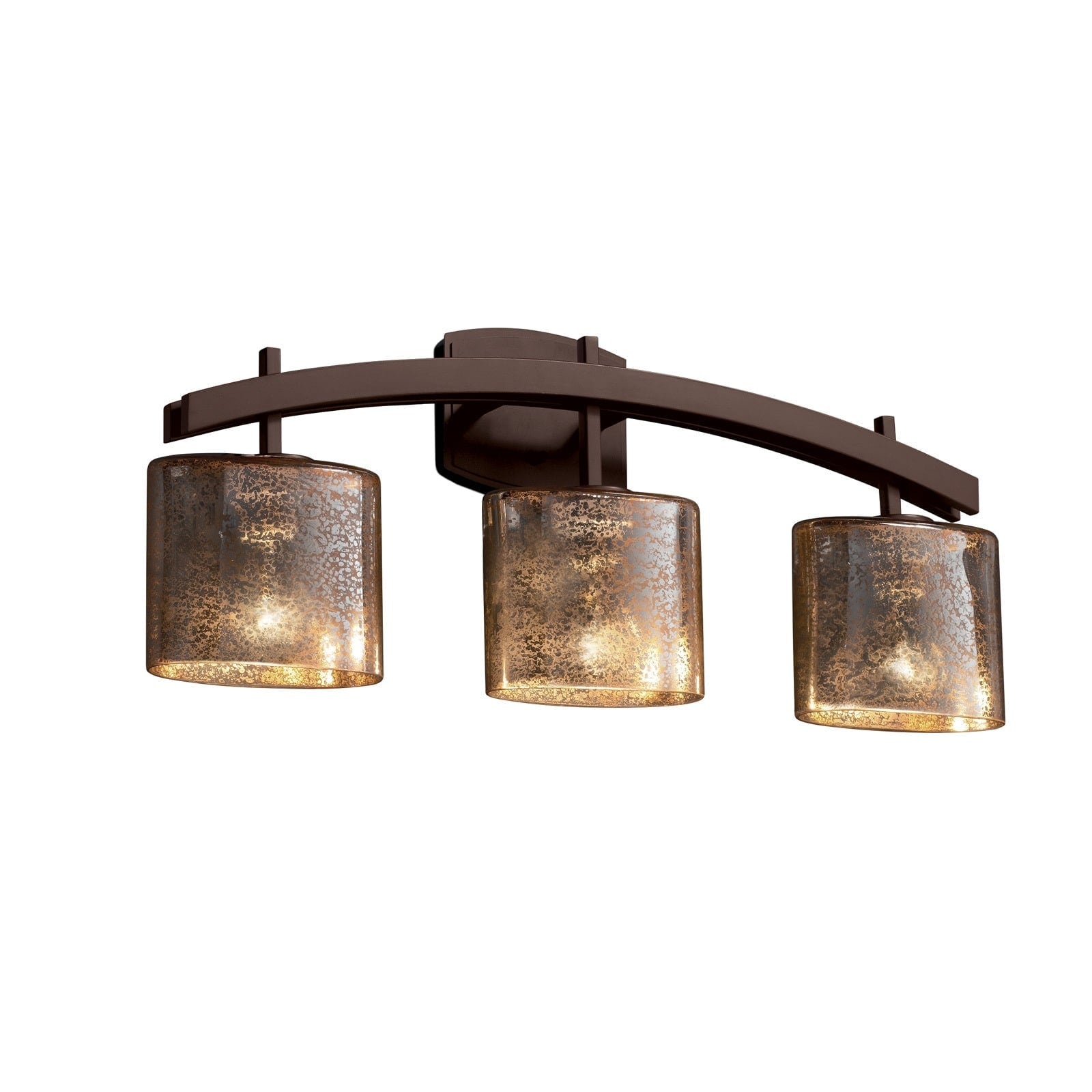 Justice Design Group Fusion Archway 3 Light Dark Bronze Bath Bar Mercury Oval Shade