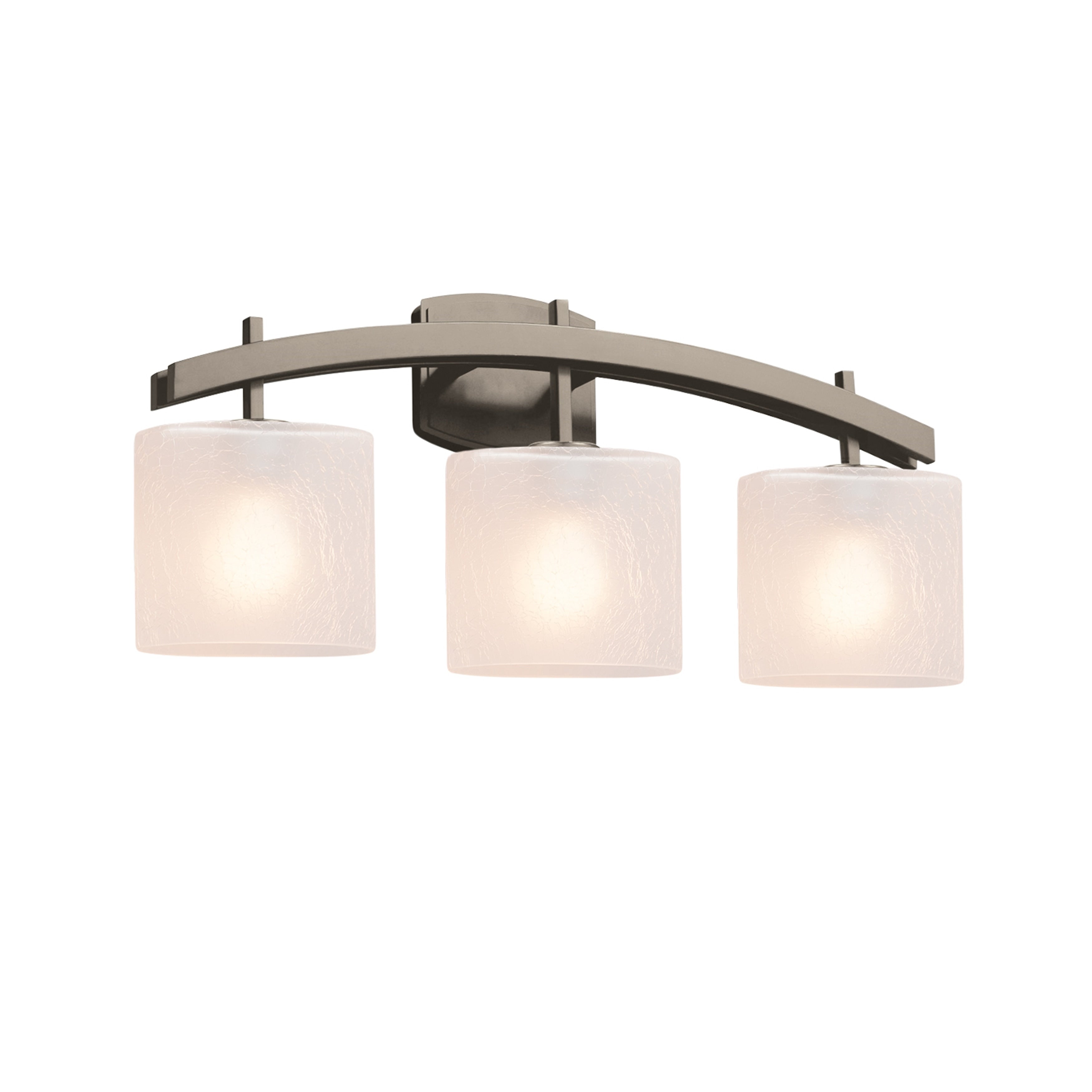 Justice Design Group Fusion Archway 3 Light Brushed Nickel Bath Bar Frosted Crackle Oval Shade
