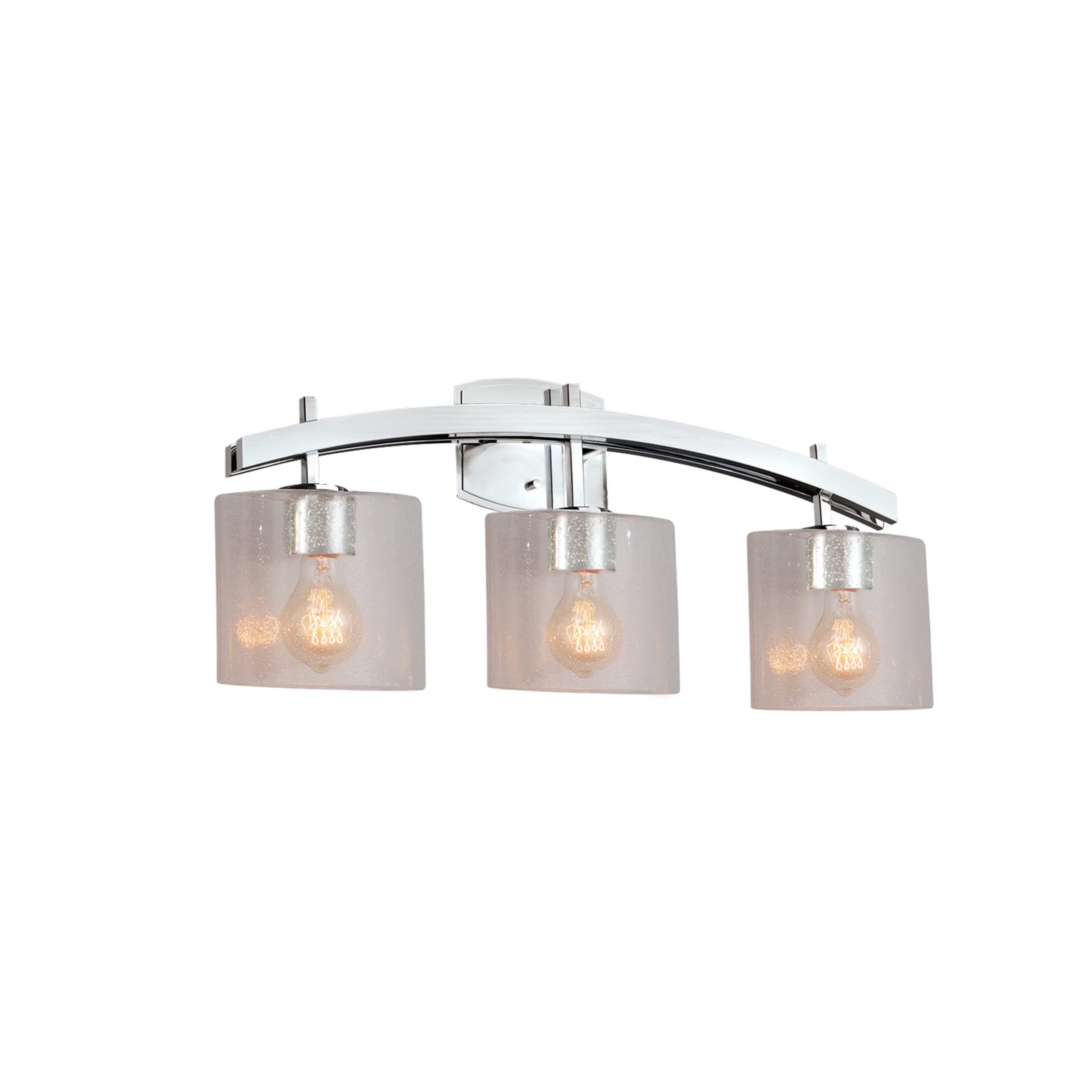 Justice Design Group Fusion Archway 3 Light Polished Chrome Bath Bar Seeded Oval Shade