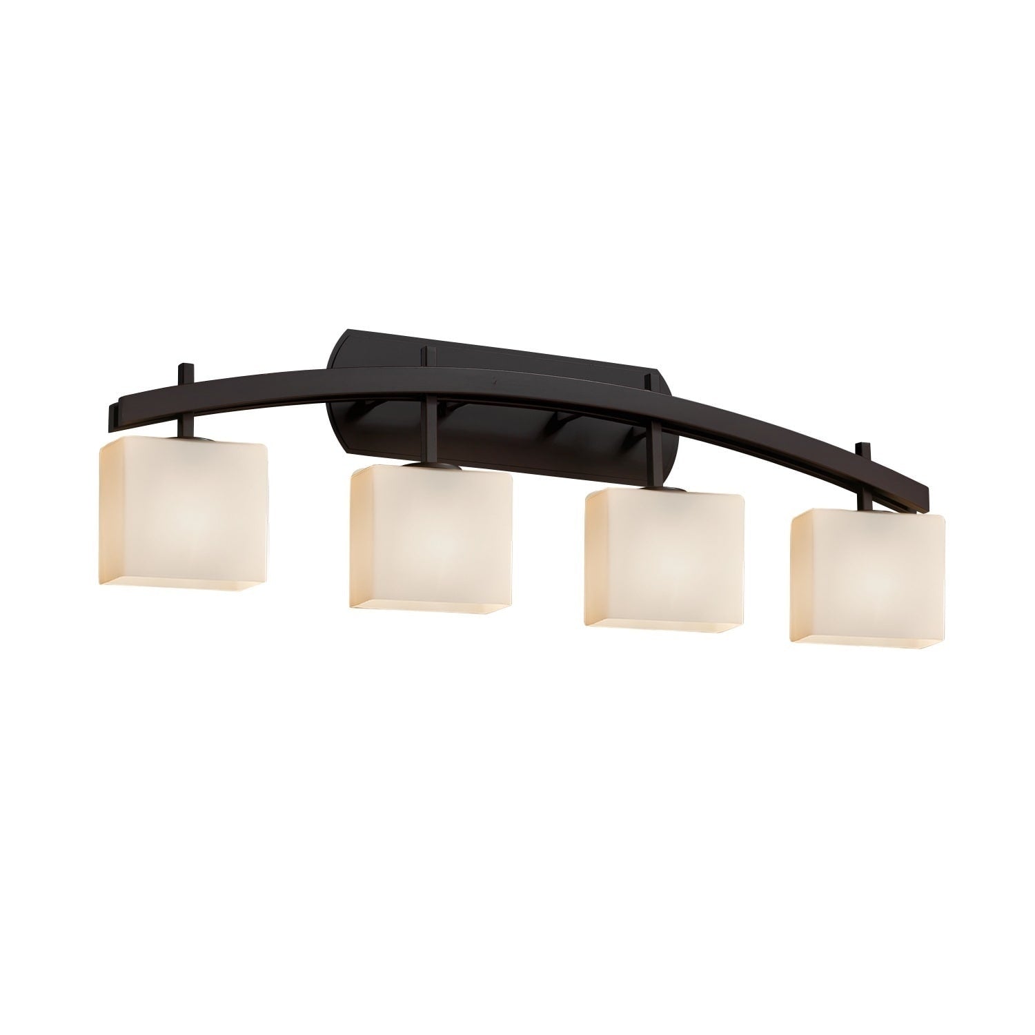 Justice Design Group Fusion Archway 4 Light Dark Bronze Bath Bar Opal Rectangle Shade