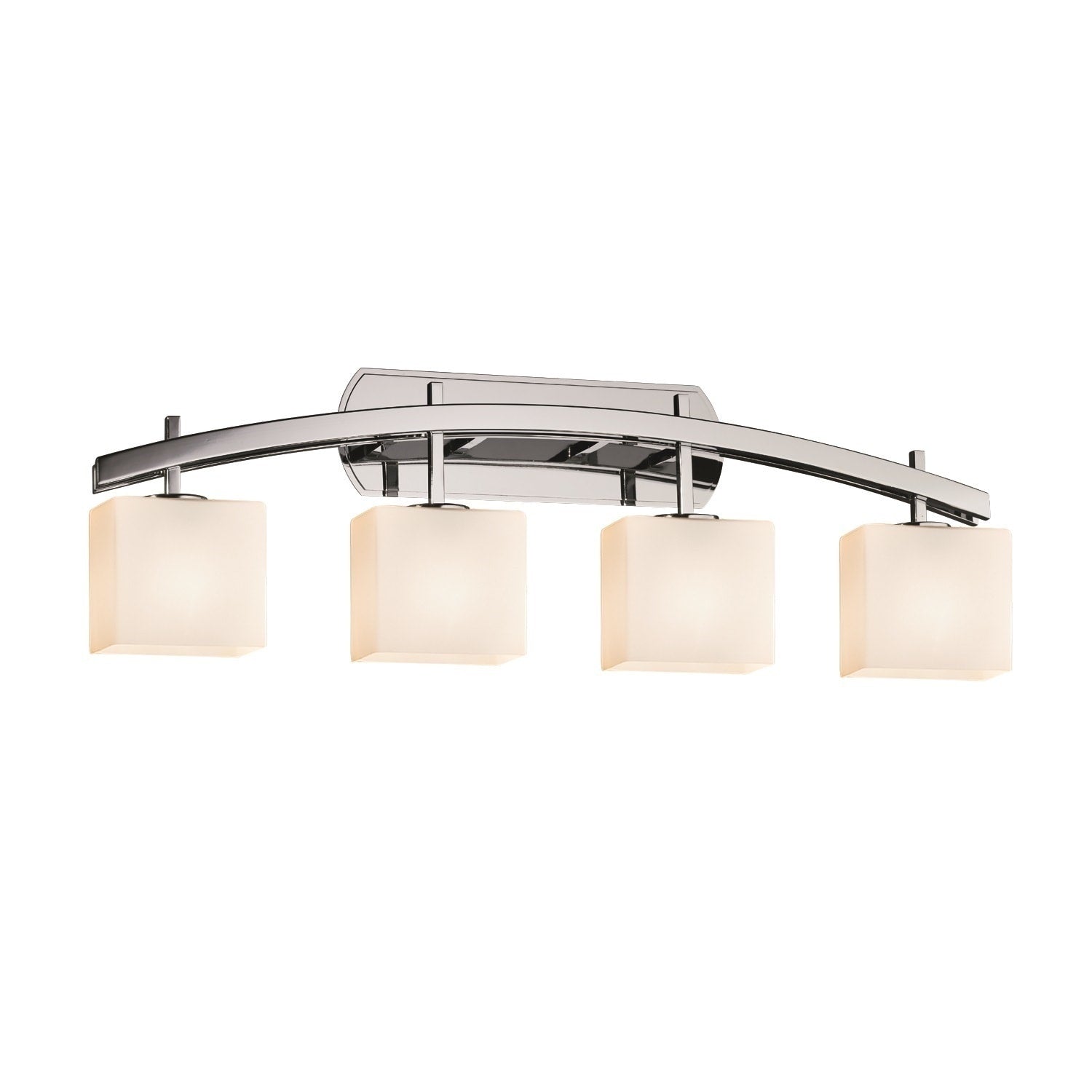 Justice Design Group Fusion Archway 4 Light Polished Chrome Bath Bar Opal Rectangle Shade