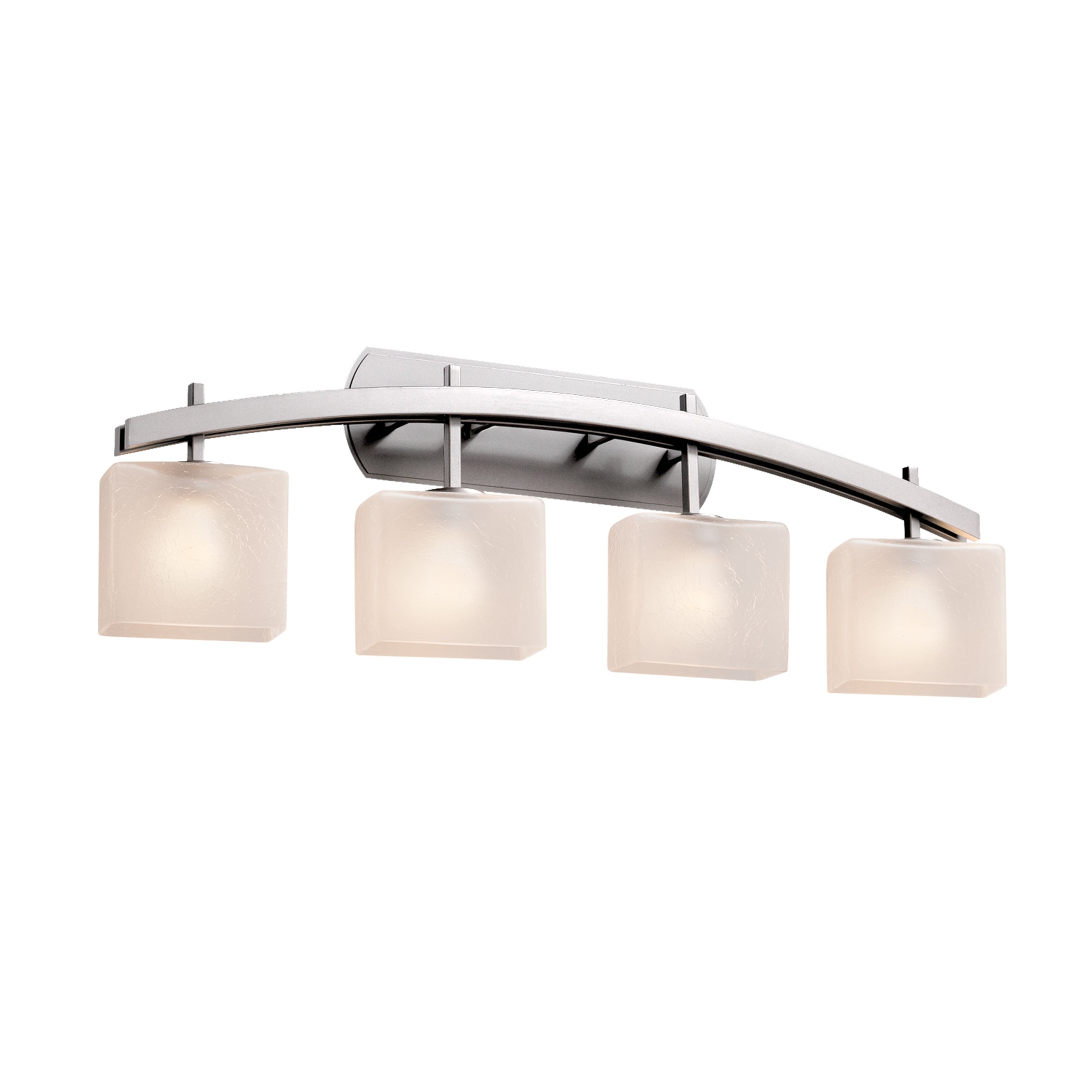 Justice Design Group Fusion Archway 4 Light Brushed Nickel Bath Bar Frosted Crackle Rectangle Shade