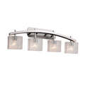 Justice Design Group Fusion Archway 4 Light Brushed Nickel Bath Bar Seeded Rectangle Shade