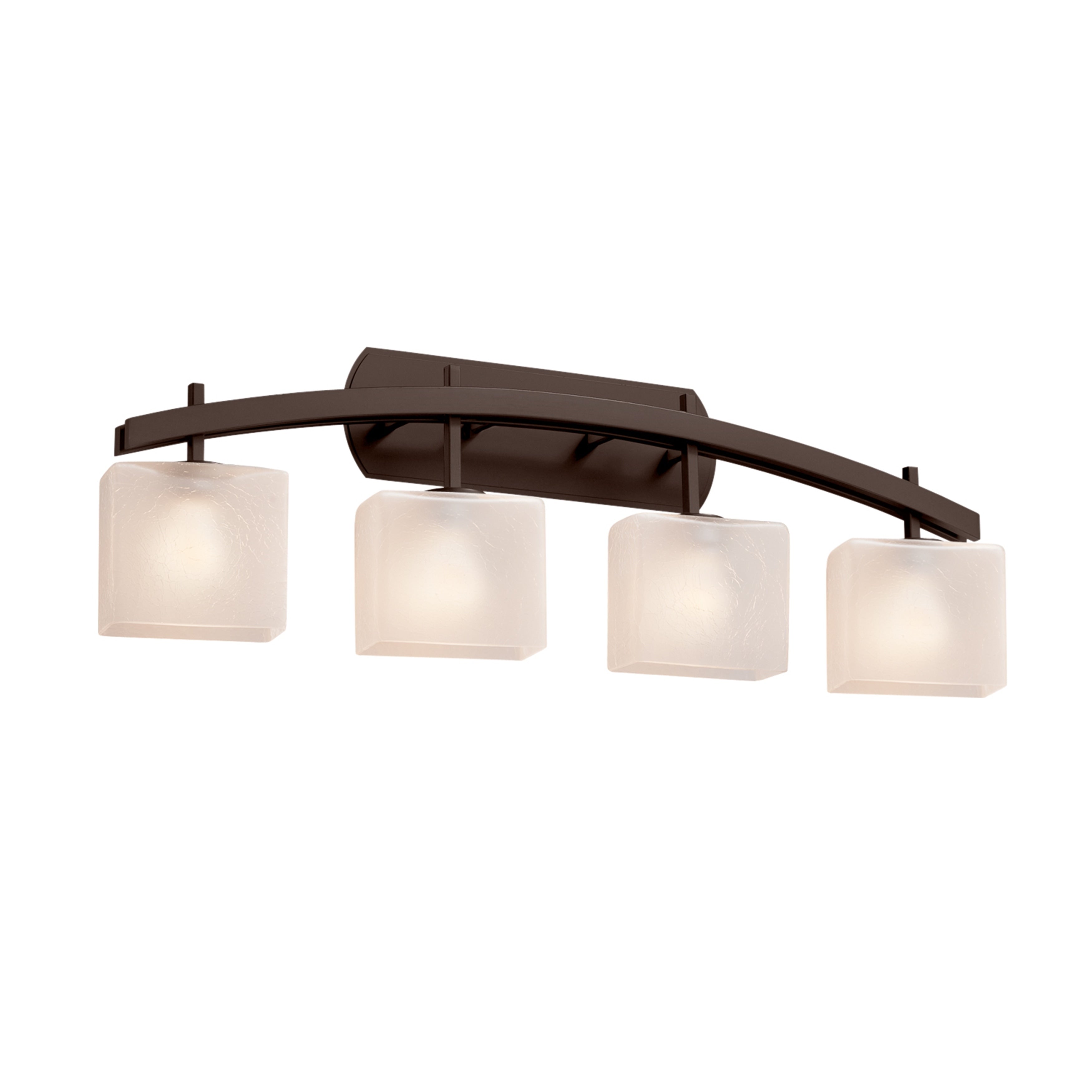 Justice Design Group Fusion Archway 4 Light Dark Bronze Bath Bar Frosted Crackle Rectangle Shade