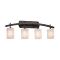 Justice Design Group Fusion Archway 4 Light Dark Bronze Bath Bar Frosted Crackle Square W Flat Rim Shade