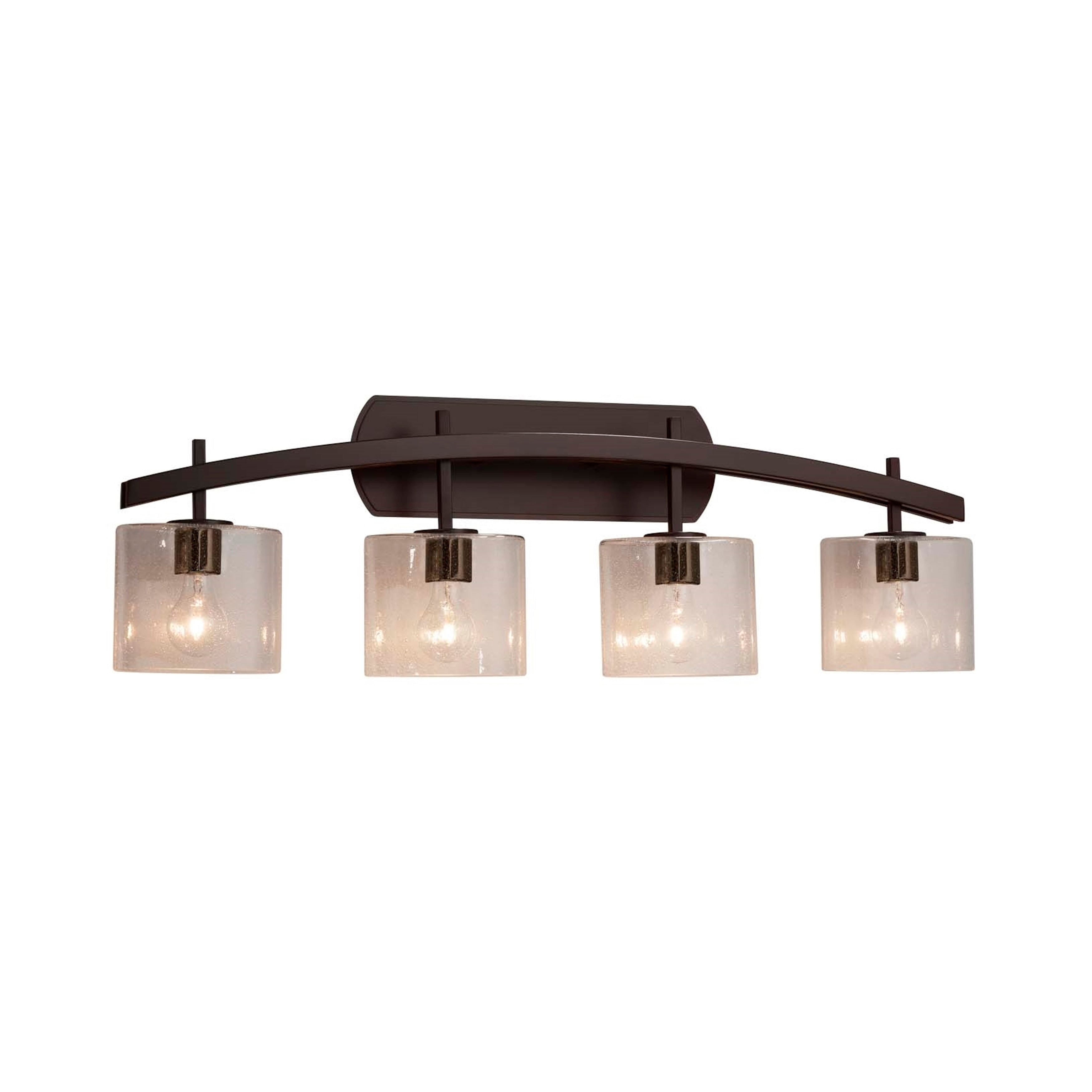 Justice Design Group Fusion Archway 4 Light Dark Bronze Bath Bar Seeded Oval Shade
