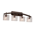 Justice Design Group Fusion Archway 4 Light Dark Bronze Bath Bar Seeded Rectangle Shade