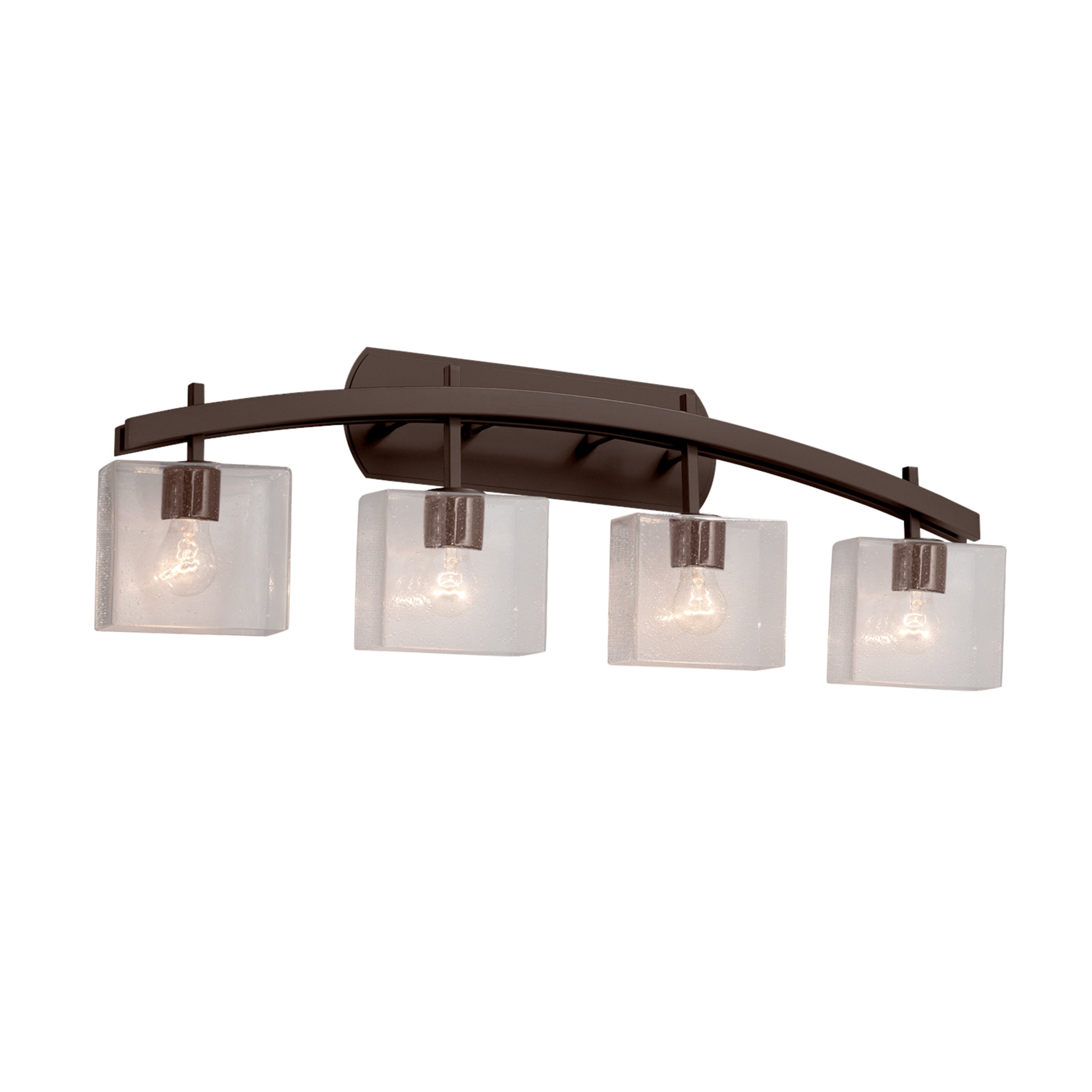 Justice Design Group Fusion Archway 4 Light Dark Bronze Bath Bar Seeded Rectangle Shade
