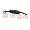 Justice Design Group Fusion Archway 4 Light Matte Black Bath Bar Frosted Crackle Rectangle Shade