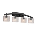 Justice Design Group Fusion Archway 4 Light Matte Black Bath Bar Seeded Rectangle Shade