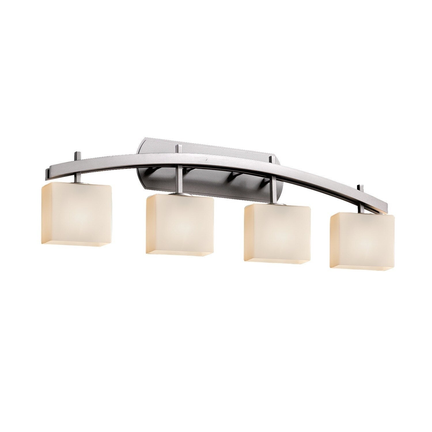 Justice Design Group Fusion Archway 4 Light Brushed Nickel Bath Bar Opal Rectangle Shade