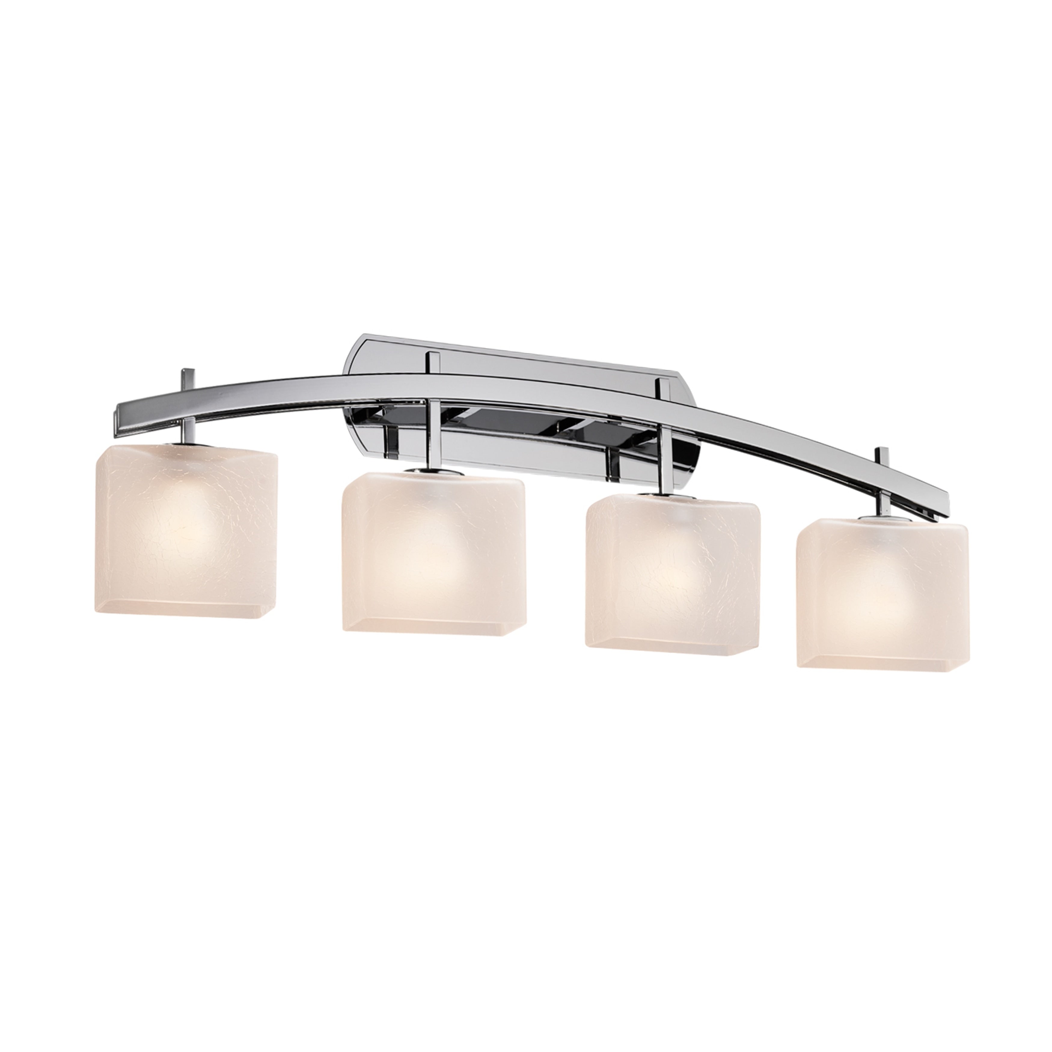 Justice Design Group Fusion Archway 4 Light Polished Chrome Bath Bar Frosted Crackle Rectangle Shade