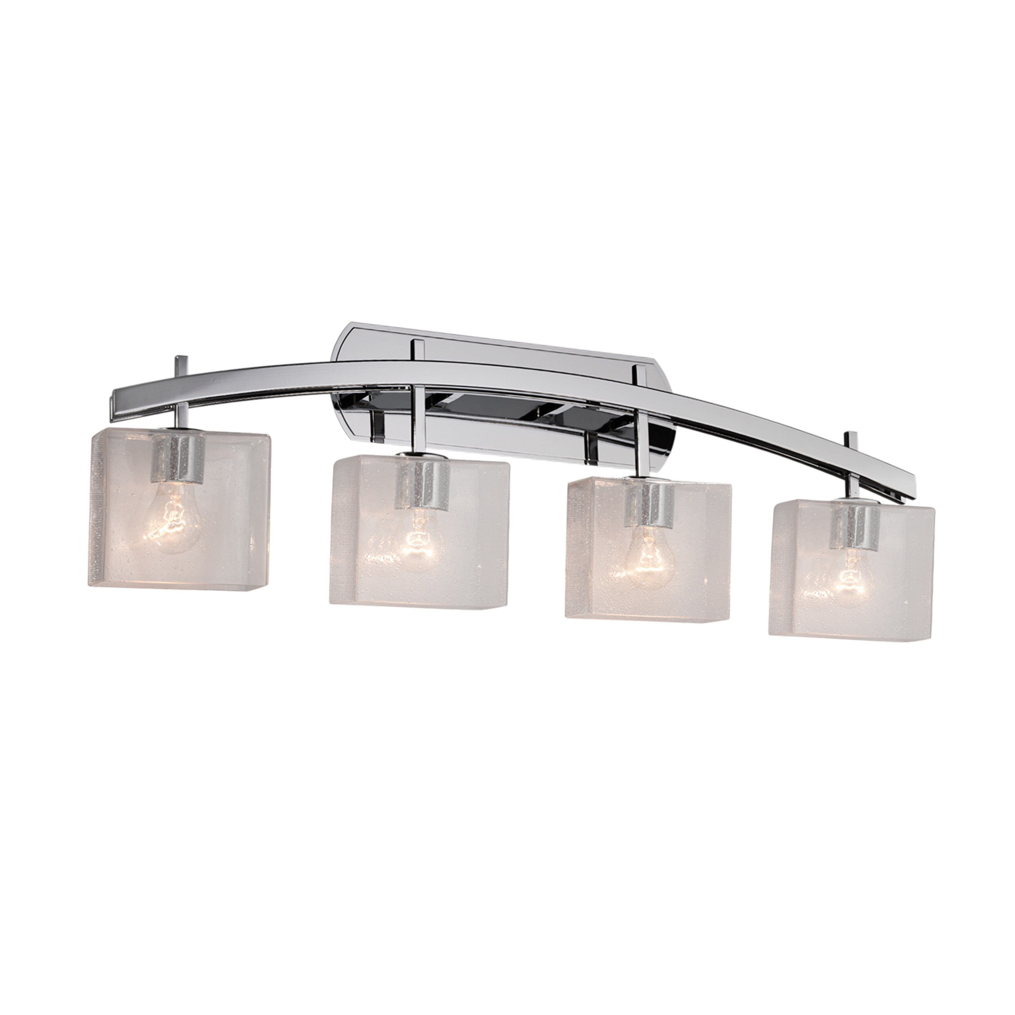 Justice Design Group Fusion Archway 4 Light Polished Chrome Bath Bar Seeded Rectangle Shade