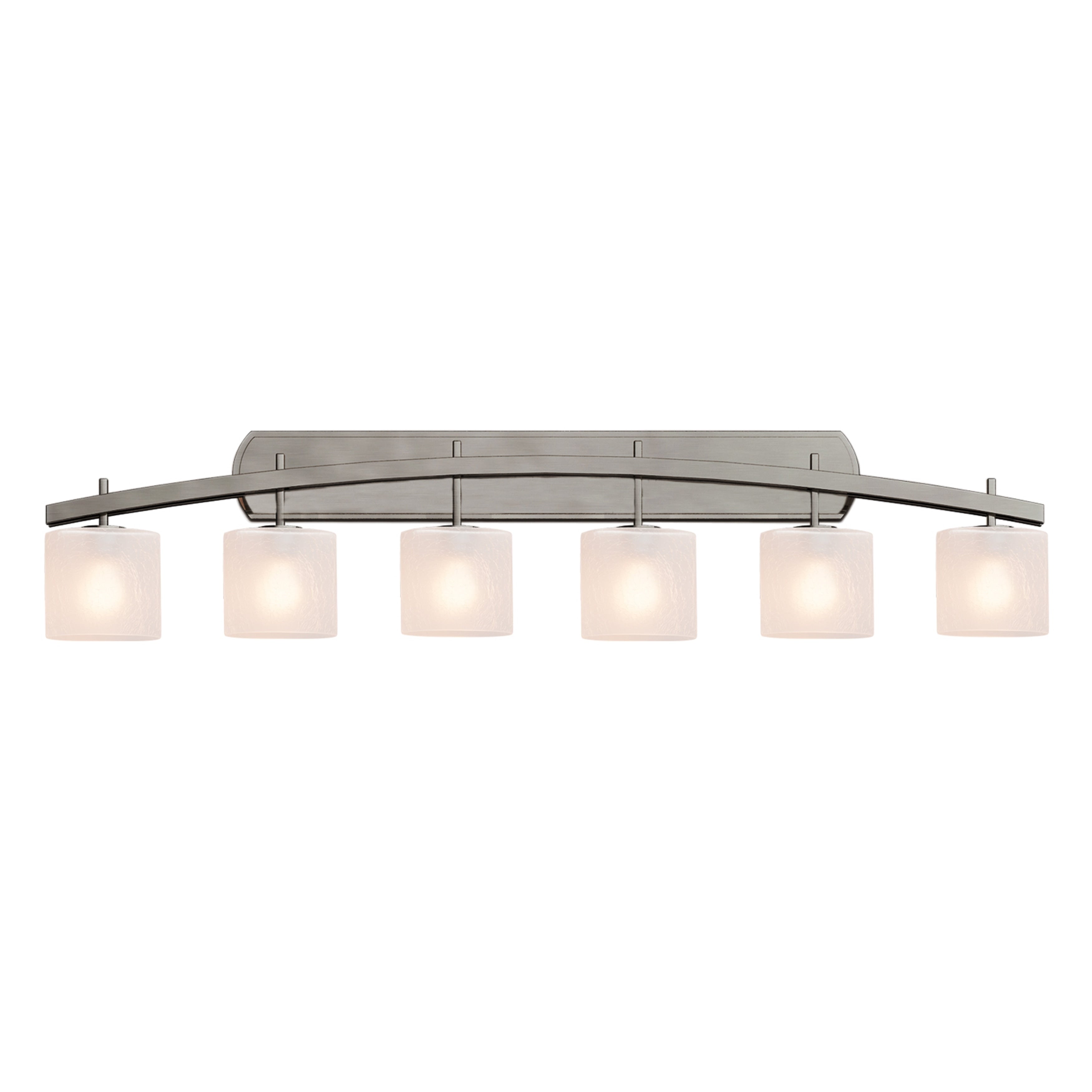 Justice Design Group Fusion Archway 6 Light Brushed Nickel Bath Bar Frosted Crackle Oval Shade