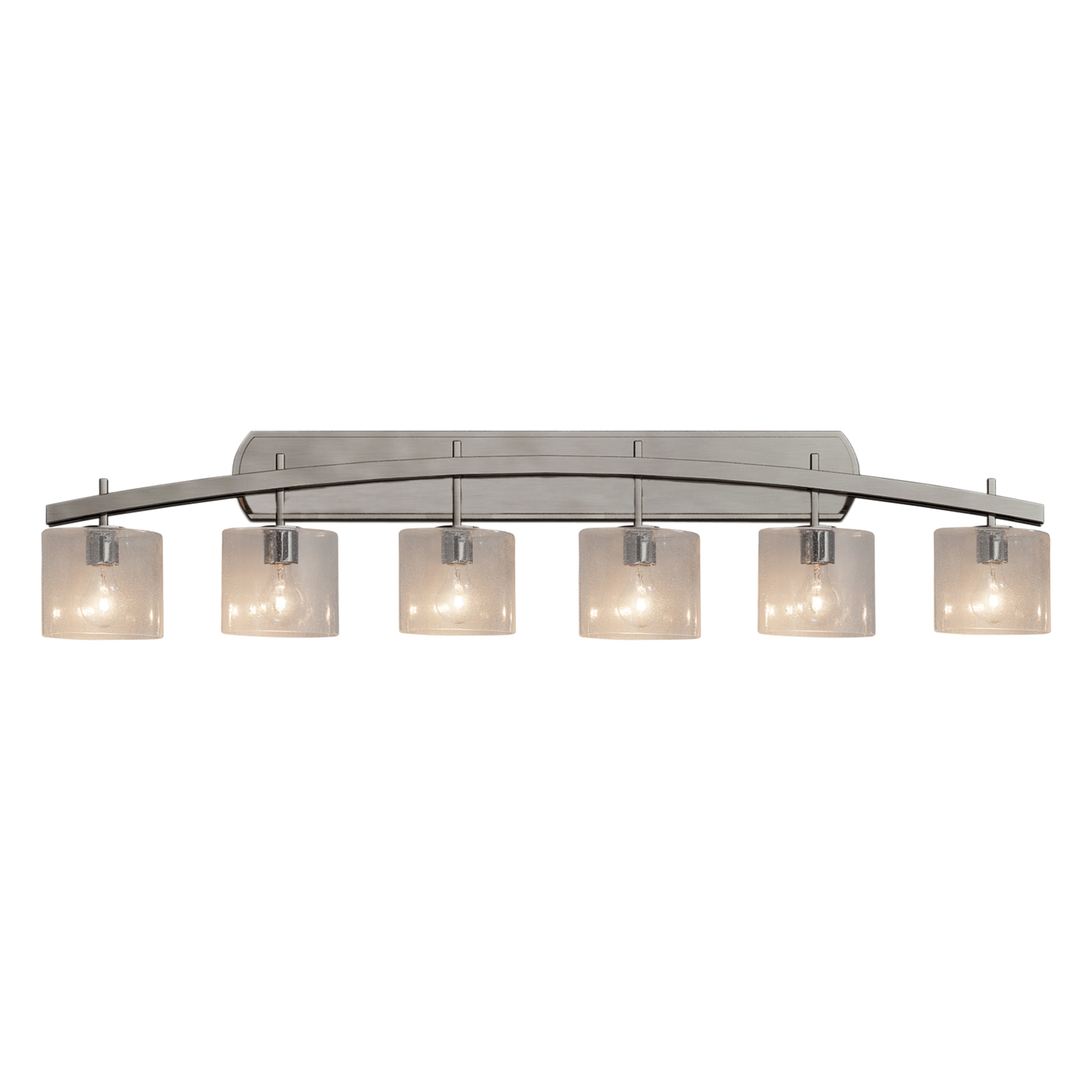 Justice Design Group Fusion Archway 6 Light Brushed Nickel Bath Bar Seeded Oval Shade