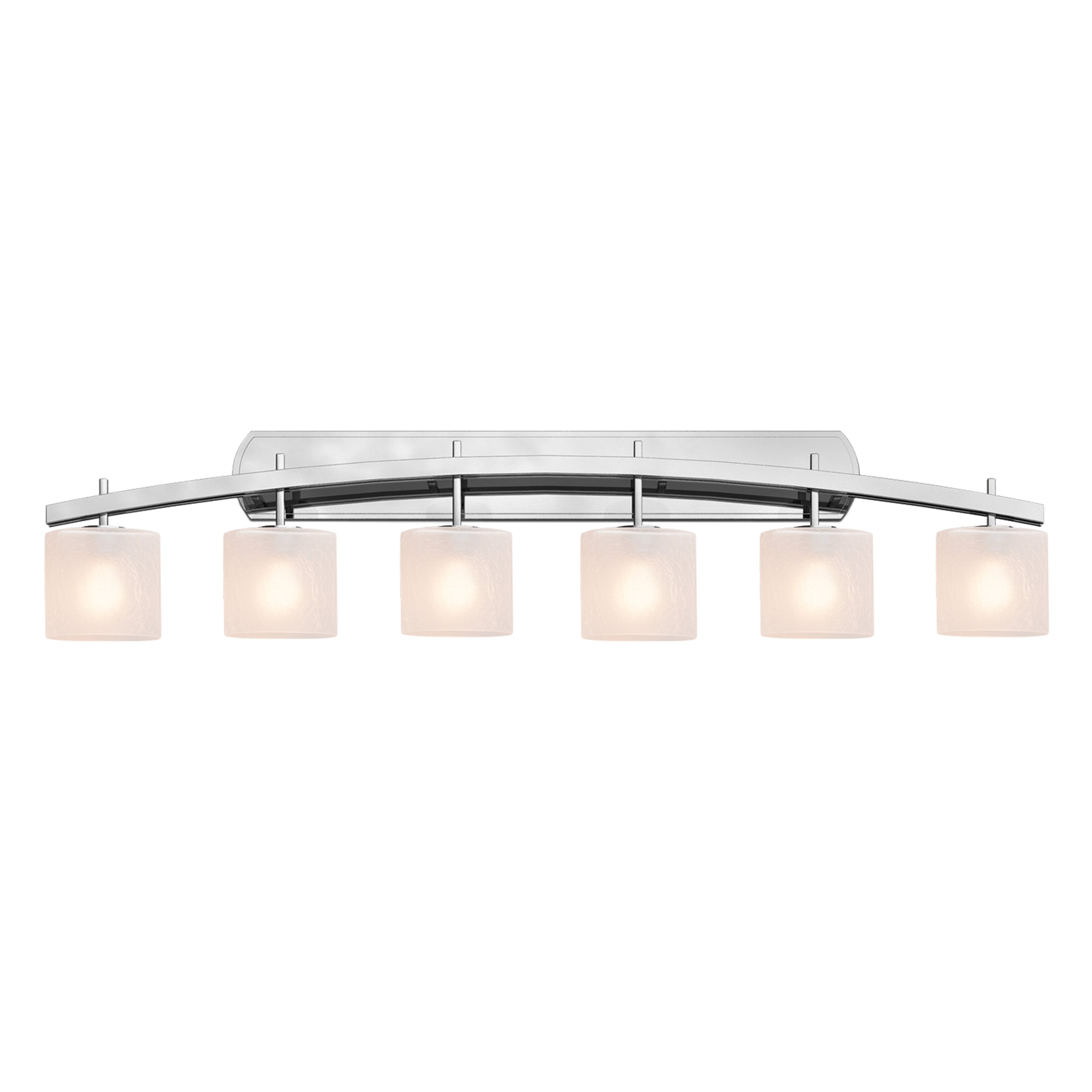 Justice Design Group Fusion Archway 6 Light Polished Chrome Bath Bar Frosted Crackle Oval Shade