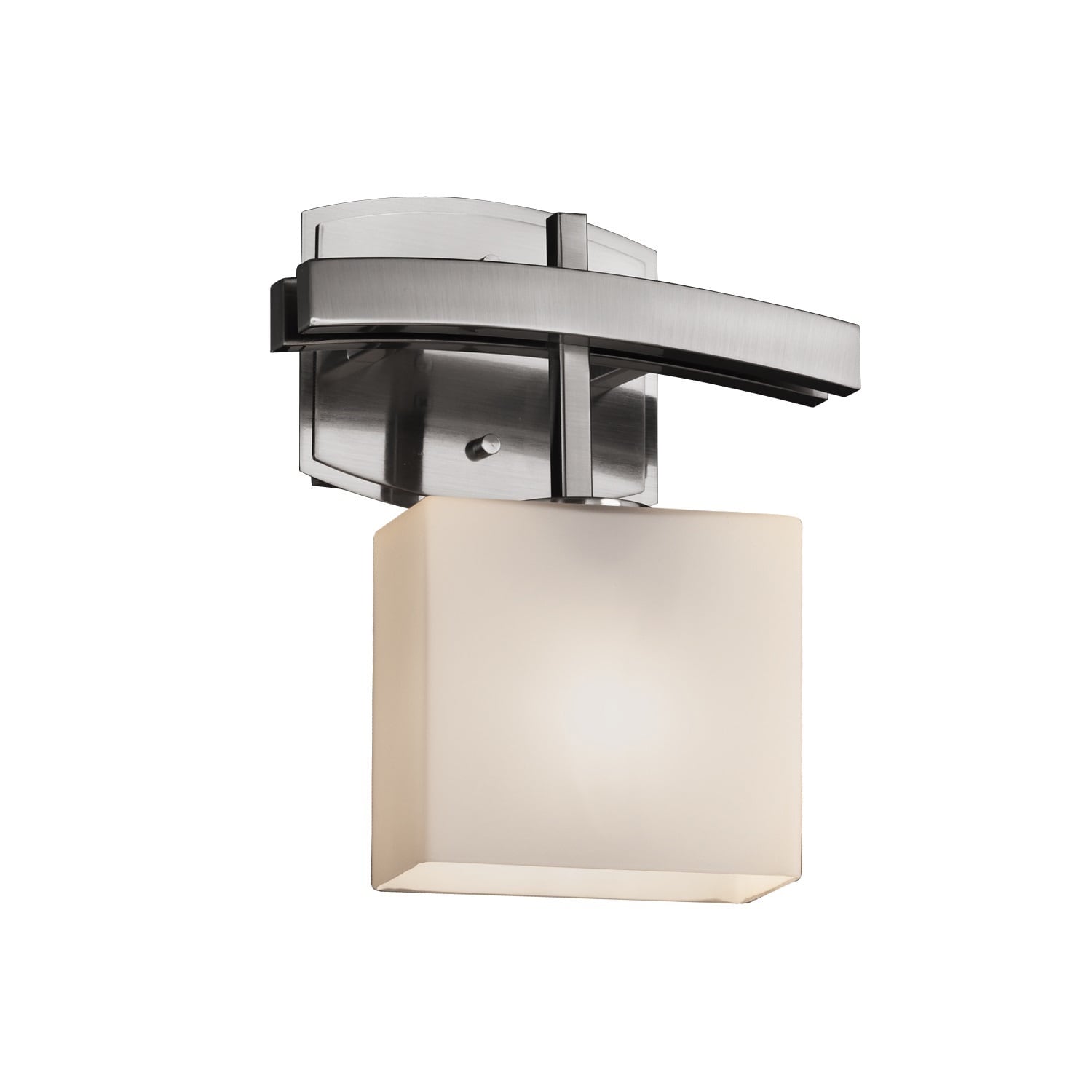 Justice Design Group Fusion Archway 1 Light Brushed Nickel Ada Wall Sconce Opal Rectangle Shade