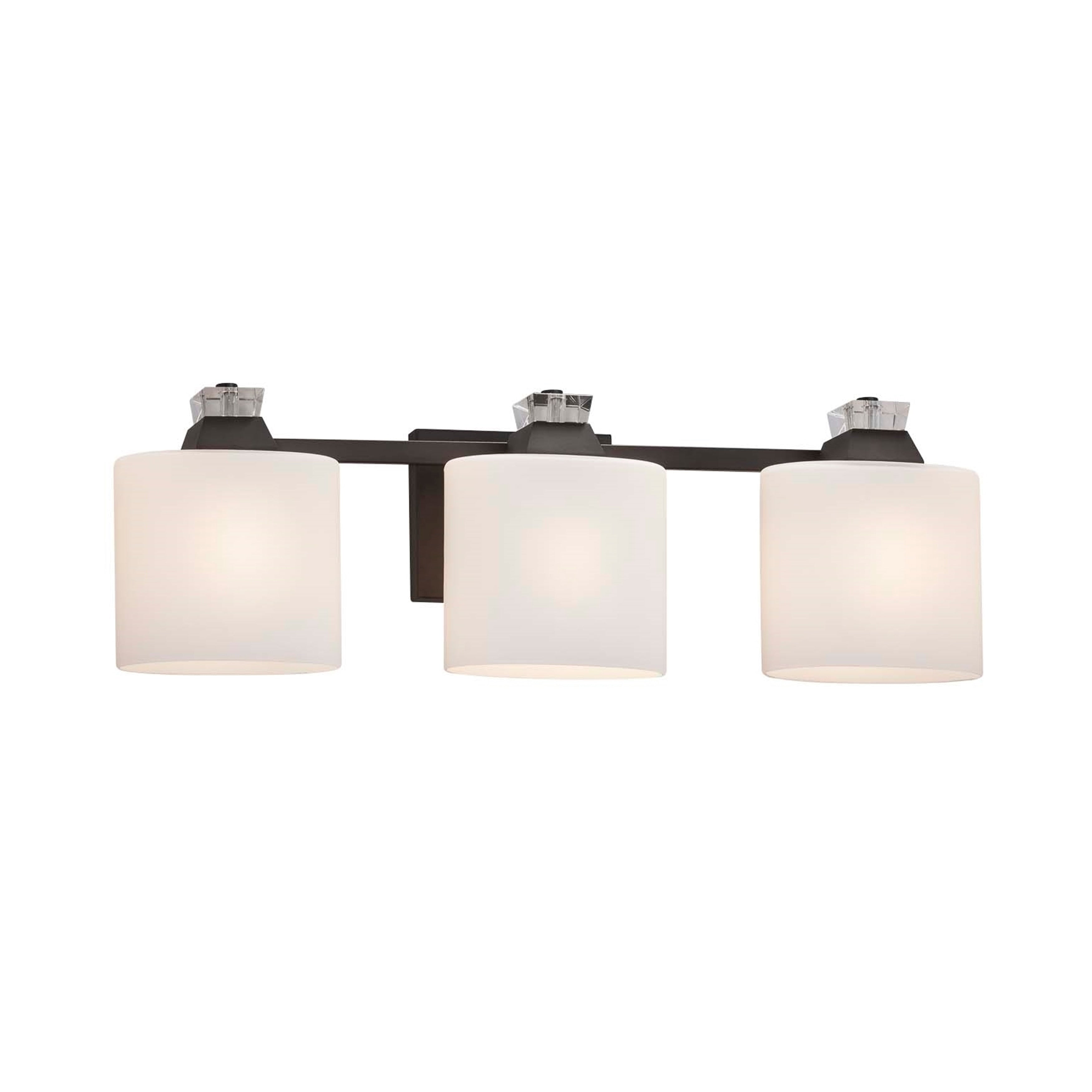 Justice Design Group Fusion Ardent 3 Light Matte Black Bath Bar Opal Oval Shade