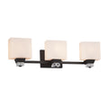 Justice Design Group Fusion Ardent 3 Light Matte Black Bath Bar Opal Rectangle Shade